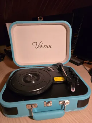 Tocadiscos Voksun Maleta Vinilo Azul