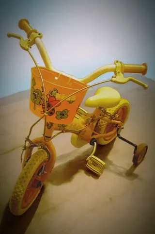 Bicicleta infantil con cesta y ruedines