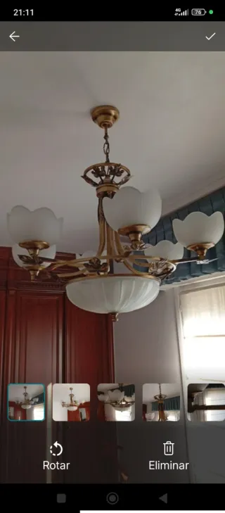 Lámpara de techo bronce y cristal