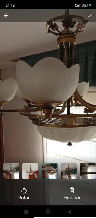 Lámpara de techo bronce y cristal