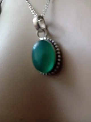 Collana argento e acciaio con smeraldo naturale