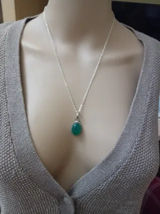 Collana argento e acciaio con smeraldo naturale