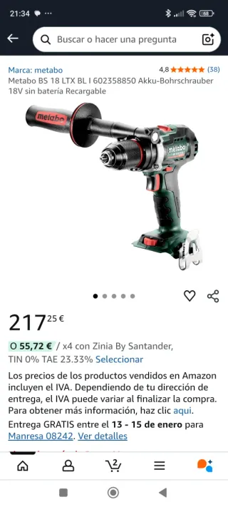 Atornilladora Metabo BS 18 LTX BL I