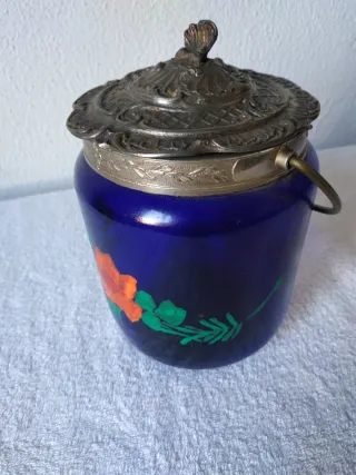 Bombonera galletero antiguo azul