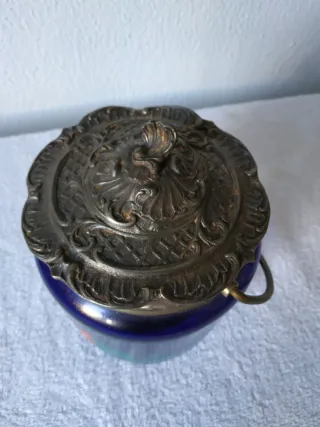 Bombonera galletero antiguo azul