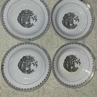 Lote 4 Platos  hondos Antiguos La Cartuja pickman