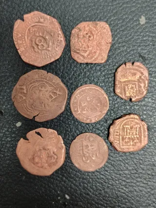 Lote 8 mone cobre maravedí Felipe III-IV reacuñada