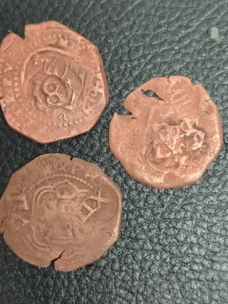 Lote 8 mone cobre maravedí Felipe III-IV reacuñada