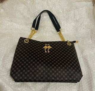 Bolso de hombro con flamencos dorados