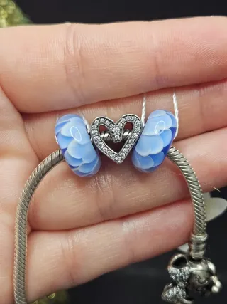 Charm Murano Cristal Plata 925 Azul