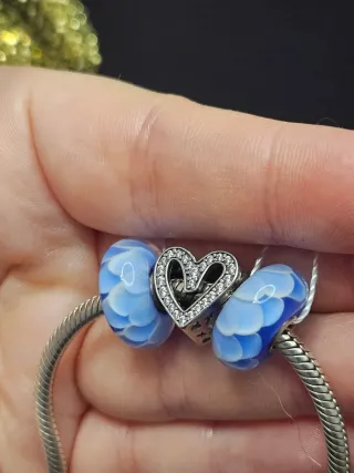 Charm Murano Cristal Plata 925 Azul