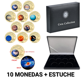SISTEMA SOLAR 10 MONEDAS + ESTUCHE DE COLECCIÓN