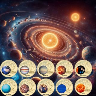 SISTEMA SOLAR 10 MONEDAS + ESTUCHE DE COLECCIÓN