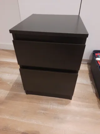 Mesita de noche 2 cajones madera