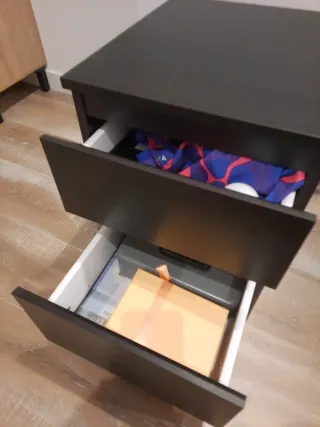 Mesita de noche 2 cajones madera