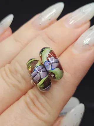 Charm Murano Plata 925 Flores Cristal