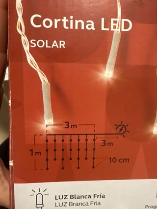2 Cortina LED Solar  400 y 300 leds exterior
