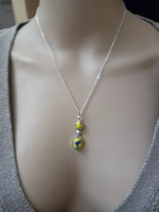 Collana argento e acciaio turchese giallo