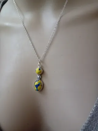 Collana argento e acciaio turchese giallo