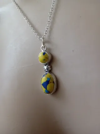 Collana argento e acciaio turchese giallo