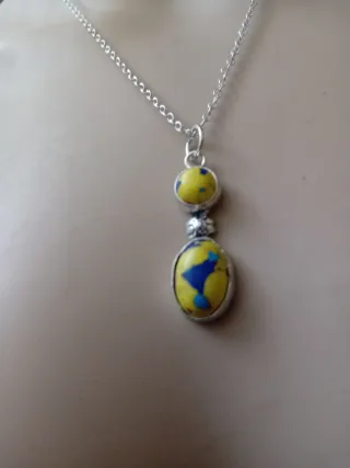 Collana argento e acciaio turchese giallo
