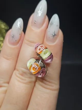 Charm Murano Cristal Plata 925 Flores