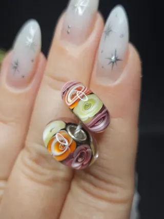 Charm Murano Cristal Plata 925 Flores