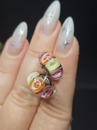 Charm Murano Cristal Plata 925 Flores