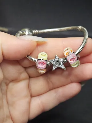 Charm Murano Cristal Plata 925 Flores