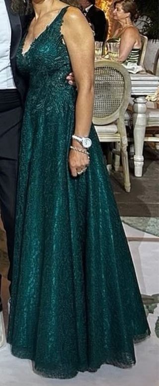 Vestido Largo Fiesta Marfil BCN Verde