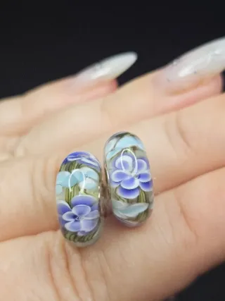 Charm Murano Plata 925 Flores