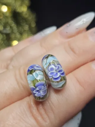 Charm Murano Plata 925 Flores