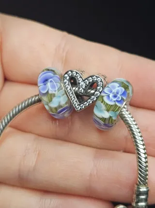 Charm Murano Plata 925 Flores