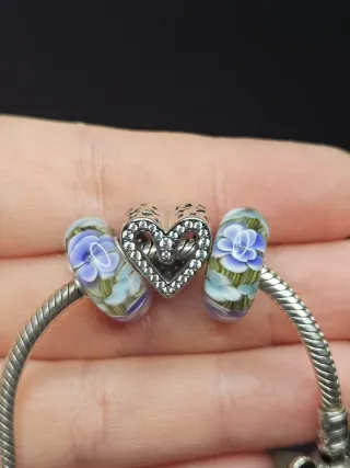 Charm Murano Plata 925 Flores