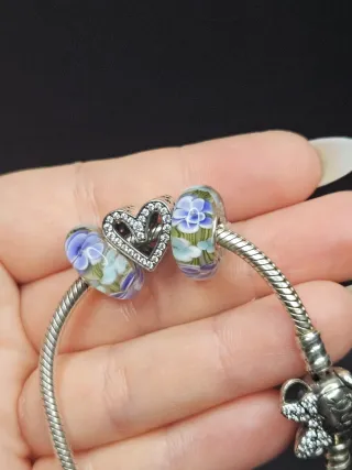Charm Murano Plata 925 Flores