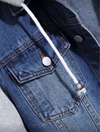 Chaqueta vaquera con capucha gris y azul