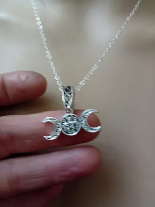 Collana acciaio con tripla luna e stella