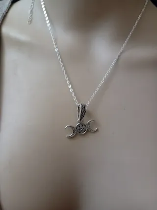 Collana acciaio con tripla luna e stella