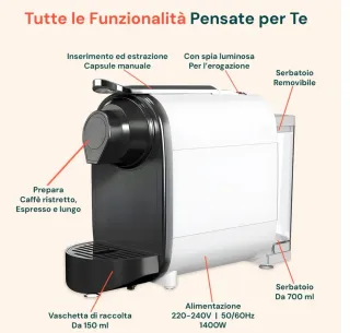 Macchina Caffè Nespresso Compatta Beige