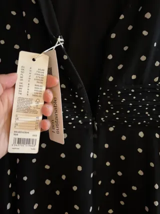 Vestido fiesta lunares negro y blanco