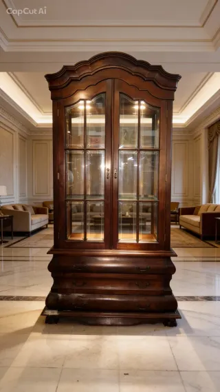 Vitrina de madera tallada a mano