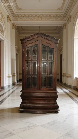 Vitrina de madera tallada a mano