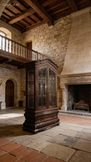 Vitrina de madera tallada a mano