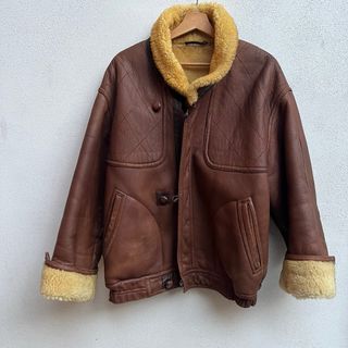 Montone aviatore vintage pelle marrone