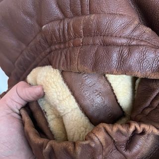 Montone aviatore vintage pelle marrone