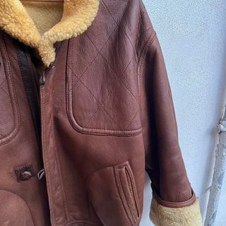 Montone aviatore vintage pelle marrone