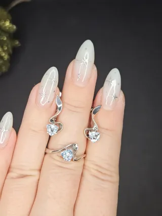 Conjunto Plata 925 Topacio Natural Corazón