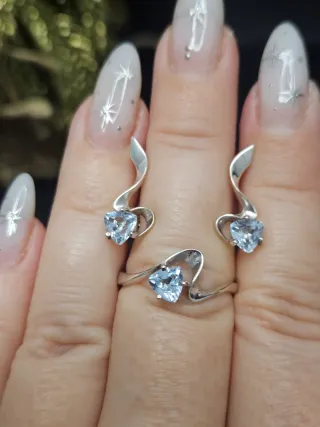 Conjunto Plata 925 Topacio Natural Corazón