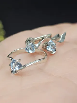 Conjunto Plata 925 Topacio Natural Corazón