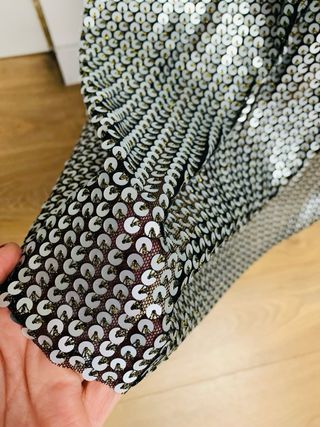 Falda Maje lentejuelas plateadas talla S